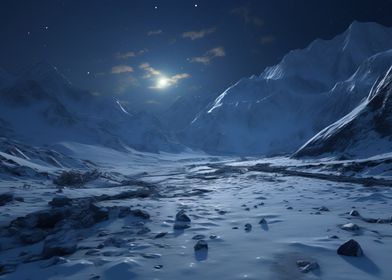 Snowy Mountain Night