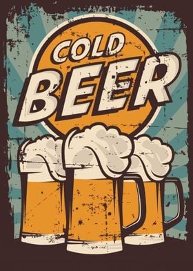 Cold Beer Vintage Poster