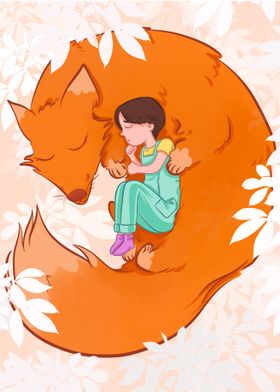 Girl Sleeping with Fox