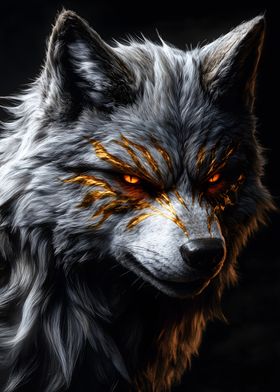 Golden Wolf Portrait