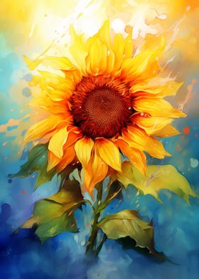 Watercolour sunflower