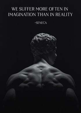 Seneca Stoic Quote with Sculpture