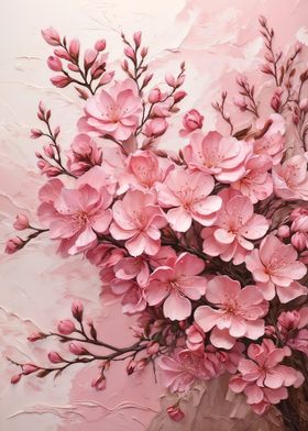 Pink Cherry Blossom Painting