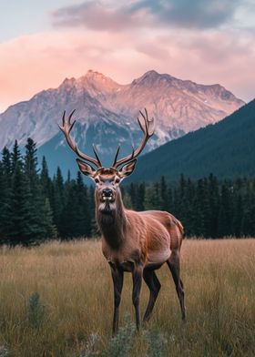 Majestic Elk in Mountain Landscape