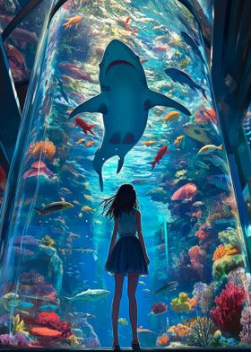 Girl Gazing at Shark Tank