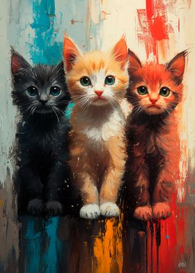 Three Kittens Painting