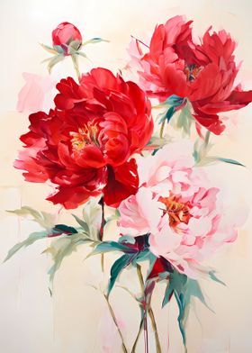 Red and Pink Peonies