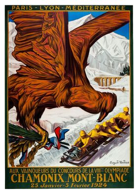 Chamonix Mont-Blanc 1924 Olympics Poster