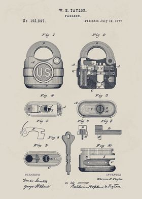 Padlock Patent Illustration