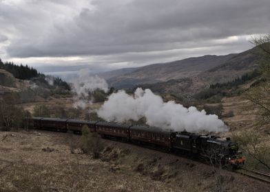 Steam Train in Scottish Highlands