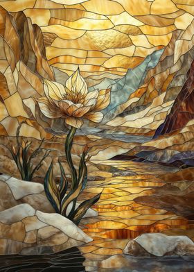 Stained Glass Flower Landscape