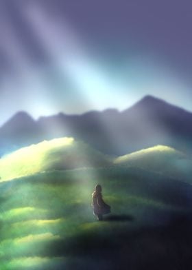 Solitary Figure in a Mountain Landscape