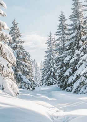 Snowy Forest Path