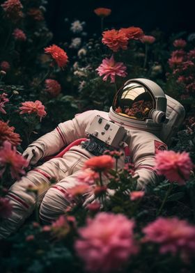 Astronaut in Flower Field