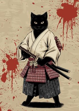 Vintage Samurai Cat