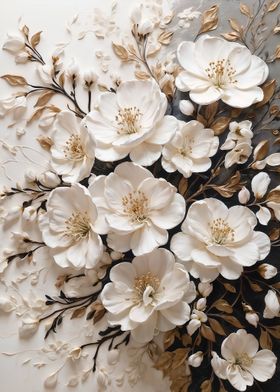 White Flowers 3D Art