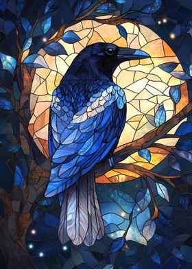 Stained Glass Raven