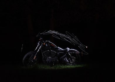 Black Motorcycle Night Shot