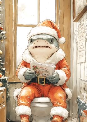 Shark Santa on Toilet