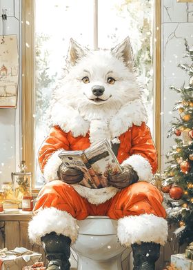 Wolf Santa Reading Toilet Room