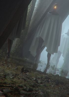 Mysterious Figures in Fog