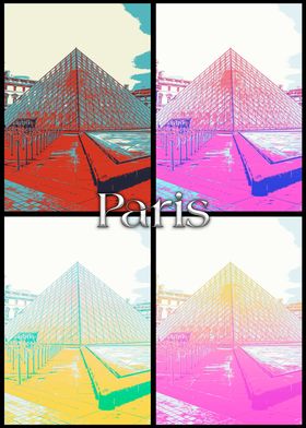 Paris Louvre Pyramid Collage