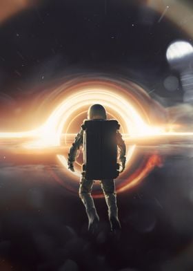 Astronaut Facing Black Hole