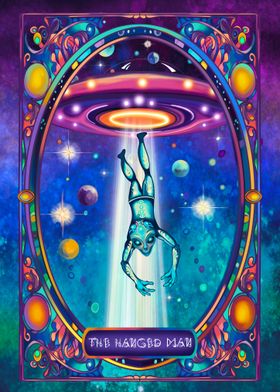 The Hanged Man Alien Tarot Card