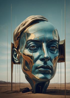 Metallic Head Sculpture