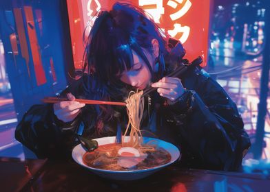 Anime Girl Eating Ramen