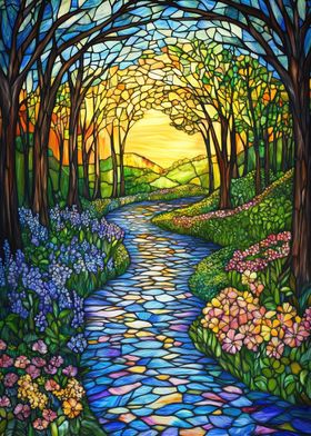 Stained Glass Forest Path