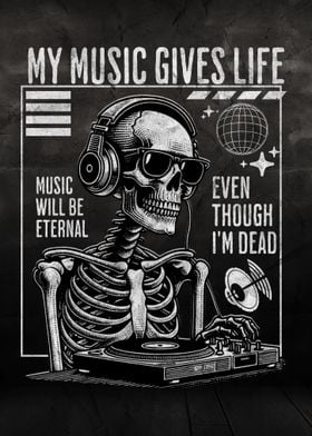 Skeleton DJ Music Poster