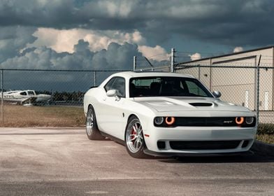 White Dodge Challenger SRT