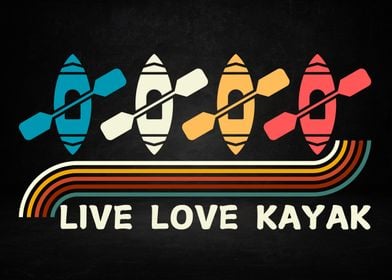 Live Love Kayak Retro Graphic