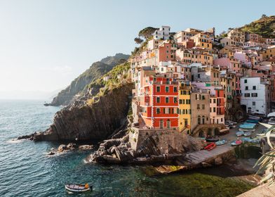 Colorful town by the sea, Riomaggiore, Cinque Terre, Italy