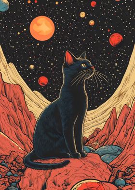 Cat Gazing at Stars