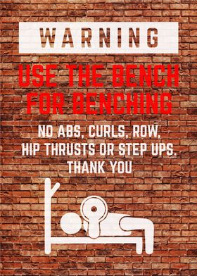 Gym Bench Warning Sign