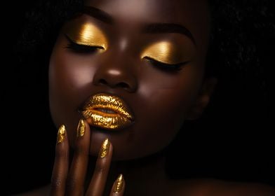 Afro black girl golden women