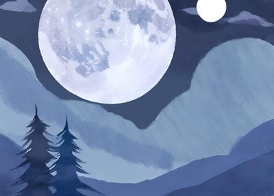 Full Moon Night Landscape