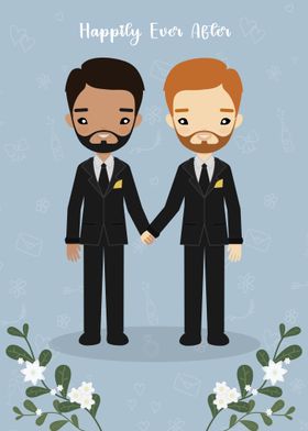  Cute Gay Wedding Couple  Illustration