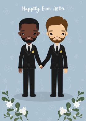  Cute Gay Wedding Couple  Illustration