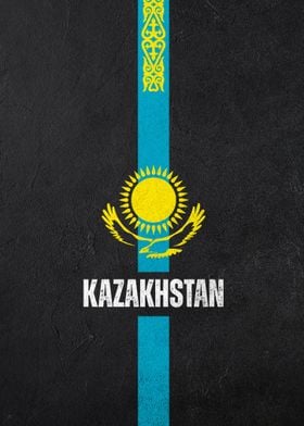 Kazakhstan Flag on Black