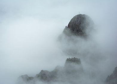 Mountain Peak in Fog