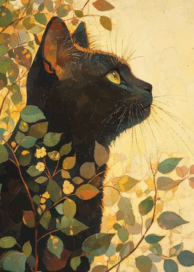 Black Cat in Foliage