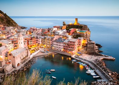 Vernazza at twilight, Cinque Terre, Liguria, Italy