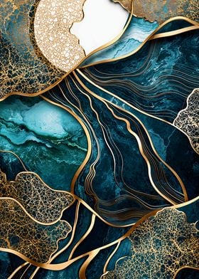 Abstract Gold &amp; Teal Art