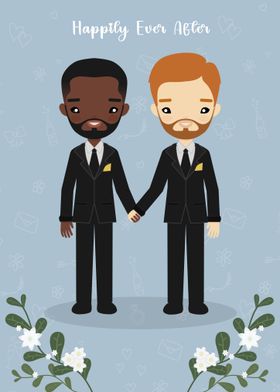  Cute Gay Wedding Couple  Illustration