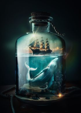 Whale and Ship in a Bottle