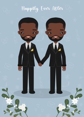  Cute Gay Wedding Couple  Illustration