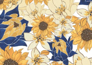 Sunflower and Flower Pattern